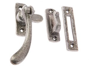 Jedo Collection Valley Forge Bulb End Casement Window Fastener (95mm x 55mm), Pewter Patina