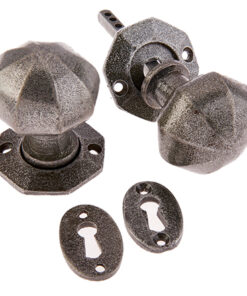 Jedo Collection Valley Forge Octagonal Mortice Door Knob (68mm x 60mm), Pewter Patina (Sold In Pairs)