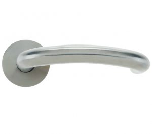 Arch RTD Lever On Round Rose, Satin Stainless Steel (sold in pairs)