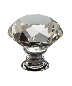 Access Hardware Designer Crystal Glass Cupboard Knob (30mm Diameter), Crystal Glass With Polished Chrome Base