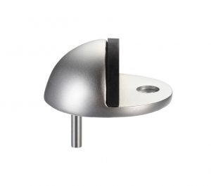 Architectural Aluminium Floor Mounted Oval Door Stop, Satin Aluminium