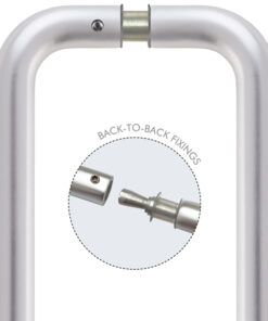Architectural Aluminium Back To Back Pull Handles (19mm OR 22mm Bar Diameter), Satin Aluminium