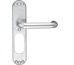 Architectural Aluminium RTD Lever On Inner Long Backplate, Satin Aluminium