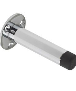 Cylinder Door Stop With Rose (76mm), Polished Chrome