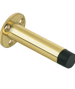 Cylinder Door Stop With Rose (76mm), Polished Brass