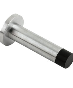 Cylinder Door Stop With Rose - 70mm - Satin Chrome