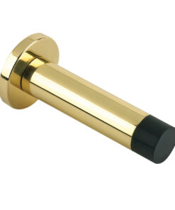 Cylinder Door Stop With Rose - 70mm - Polished Brass