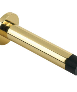 Cylinder Door Stop With Rose (80mm), Polished Brass