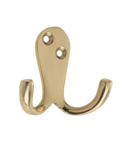 Double Robe Hook, Polished Brass