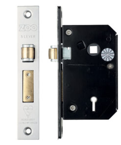 British Standard 5 Lever Chubb Retro-Fit Roller Sash Lock (67mm OR 80mm), Satin Stainless Steel