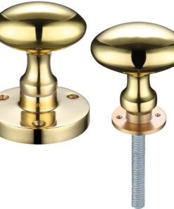 Contract Oval Rim Door Knobs, Polished Brass (sold in pairs)