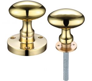 Contract Oval Rim Door Knobs, Polished Brass (sold in pairs)