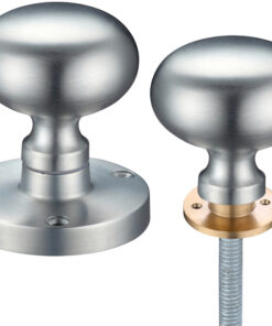 Contract Mushroom Rim Door Knobs, Satin Chrome (sold in pairs)