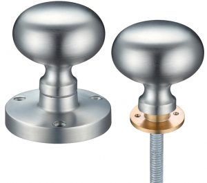 Contract Mushroom Rim Door Knobs, Satin Chrome (sold in pairs)