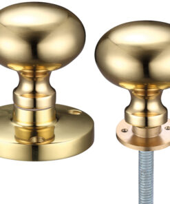Contract Mushroom Rim Door Knobs, Polished Brass (sold in pairs)
