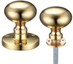 Contract Mushroom Rim Door Knobs, Polished Brass (sold in pairs)