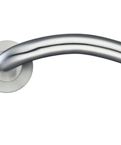 ZCS Architectural Arched Lever On Round Rose - Satin Stainless Steel (sold in pairs)