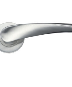 ZCS2 Contract Curved Lever On Round Rose, Satin Stainless Steel (sold in pairs)