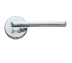 Leon Contract Lever On Round Rose, Polished Chrome (sold in pairs)