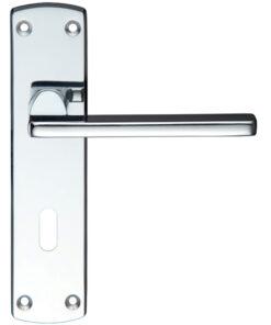 Leon Contract Door Handles On Backplate, Polished Chrome (sold in pairs)