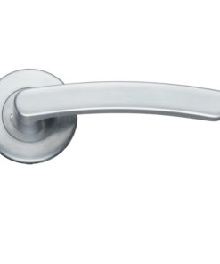 Santiago Contract Lever On Round Rose, Satin Chrome (sold in pairs)