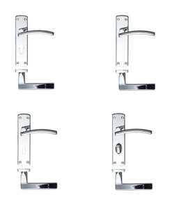 Toledo Contract Door Handles On Backplate, Polished Chrome (sold in pairs)