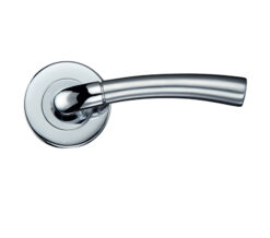 Girona Contract Lever On Round Rose, Dual Finish Satin Chrome & Polished Chrome (sold in pairs)