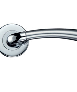 Girona Contract Lever On Round Rose, Dual Finish Satin Chrome & Polished Chrome (sold in pairs)