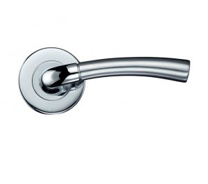 Girona Contract Lever On Round Rose, Dual Finish Satin Chrome & Polished Chrome (sold in pairs)
