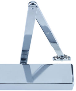 Hardware, Power Adjustable 2-4 Overhead Door Closer, Polished Nickel