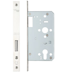 72mm c/c DIN Dead Lock (Square Or Radius Profile), Polished Stainless Steel