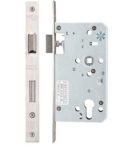 72mm c/c DIN Escape Lock (Square Or Radius Profile), Satin Stainless Steel