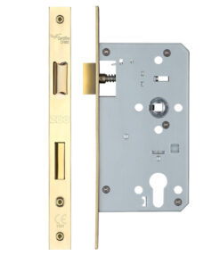 72mm c/c DIN Euro Sash Lock (Square Profile), PVD Stainless Brass