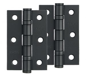 3 Inch Steel Ball Bearing Door Hinges - Powder Coated Black (sold in pairs)