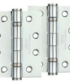 4 Inch Steel Ball Bearing Door Hinges, Polished Chrome  (sold in pairs)