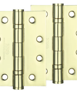 4 Inch Steel Ball Bearing Door Hinges, Electro Brass  (sold in pairs)