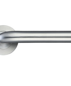 ZPS Radius Lever On Round Rose, Satin Stainless Steel (sold in pairs)