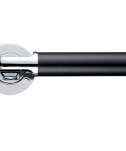 Milan Lever On Round Rose, Dual Finish Polished Chrome & Matt Black (sold in pairs)