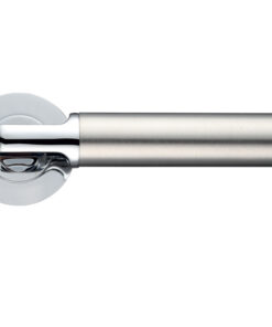 Milan Lever On Round Rose, Dual Finish Polished Chrome & Satin Chrome (sold in pairs)