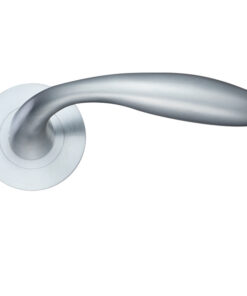 Verona Lever On Round Rose, Satin Chrome (sold in pairs)