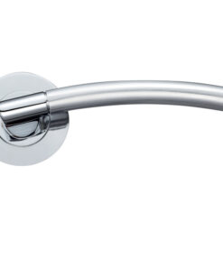 Amalfi Lever On Round Rose, Dual Finish Satin Chrome & Polished Chrome (sold in pairs)