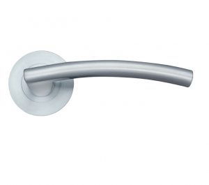 Amalfi Lever On Round Rose, Satin Chrome (sold in pairs)