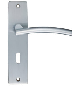 Amalfi Door Handles On Backplate, Satin Chrome (sold in pairs)