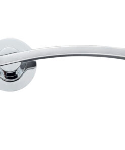 Adria Lever On Round Rose, Dual Finish Satin Chrome & Polished Chrome (sold in pairs)