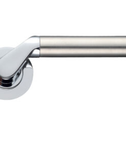 Venus Lever On Round Rose, Dual Finish Polished Chrome & Satin Chrome (sold in pairs)