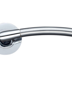 Olympus Lever On Round Rose, Dual Finish Satin Chrome & Polished Chrome (sold in pairs)