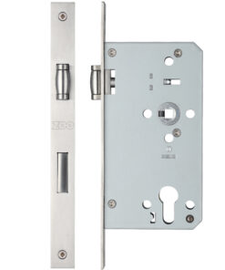 72mm c/c DIN Roller Sash Lock (Square Or Radius Profile), Satin Stainless Steel