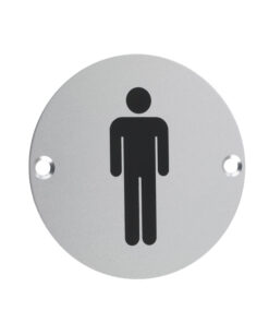 ZSA Door Sign - Male Sex Symbol, Satin Aluminium