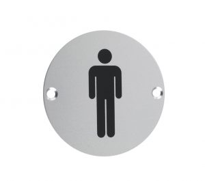 ZSA Door Sign - Male Sex Symbol, Satin Aluminium