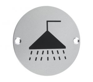ZSA Door Sign - Shower Symbol, Satin Aluminium